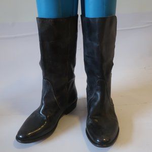*Womens Kobra Black Leather Mid-Calf  Boots 36 US/6